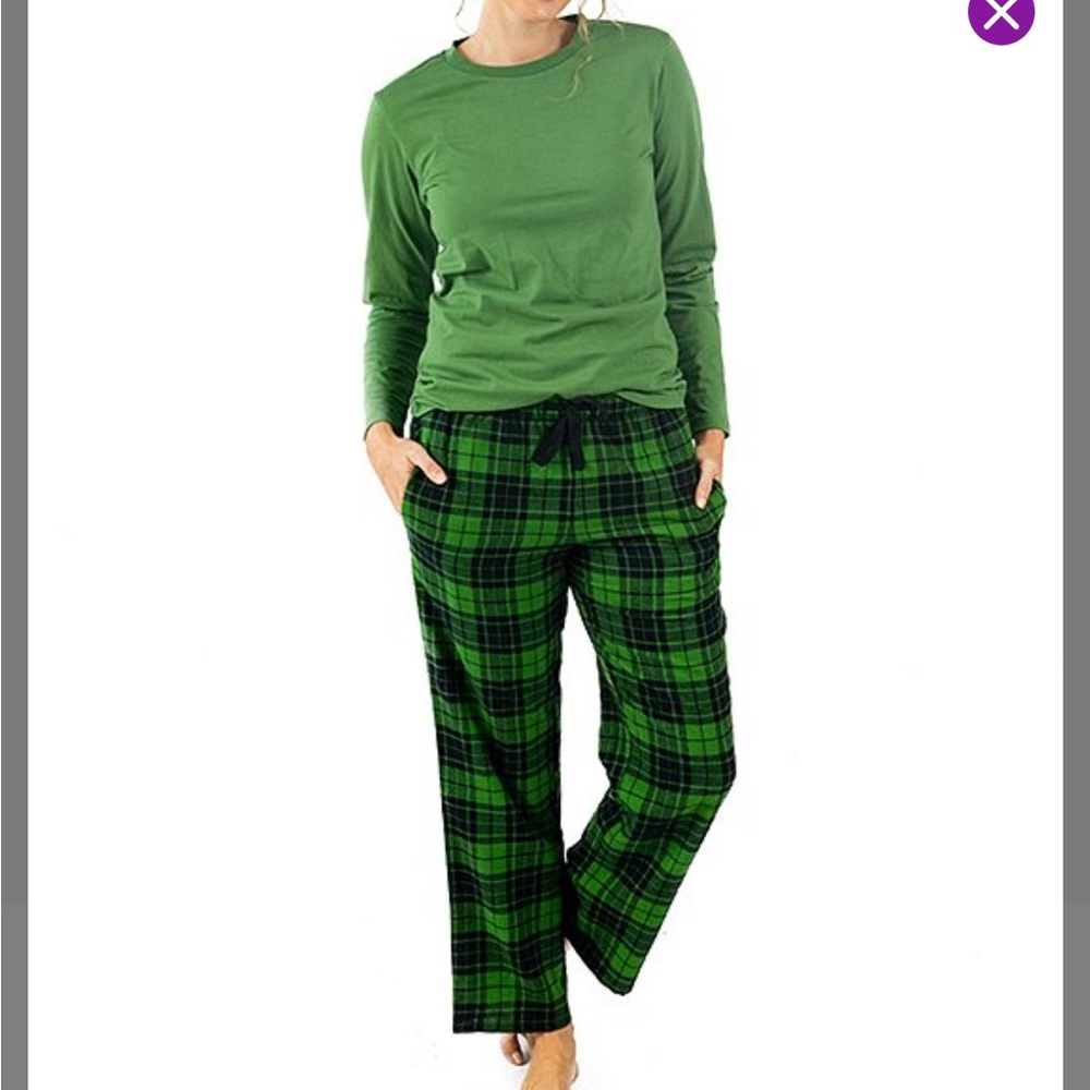 Leveret women’s large green plaid flannel sleepwear set